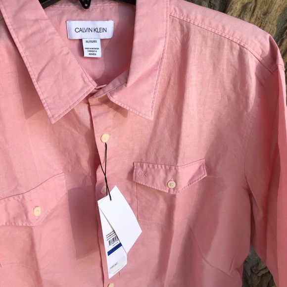 Mens linen roll tab shirt Calvin Klein - Picture 9 of 9